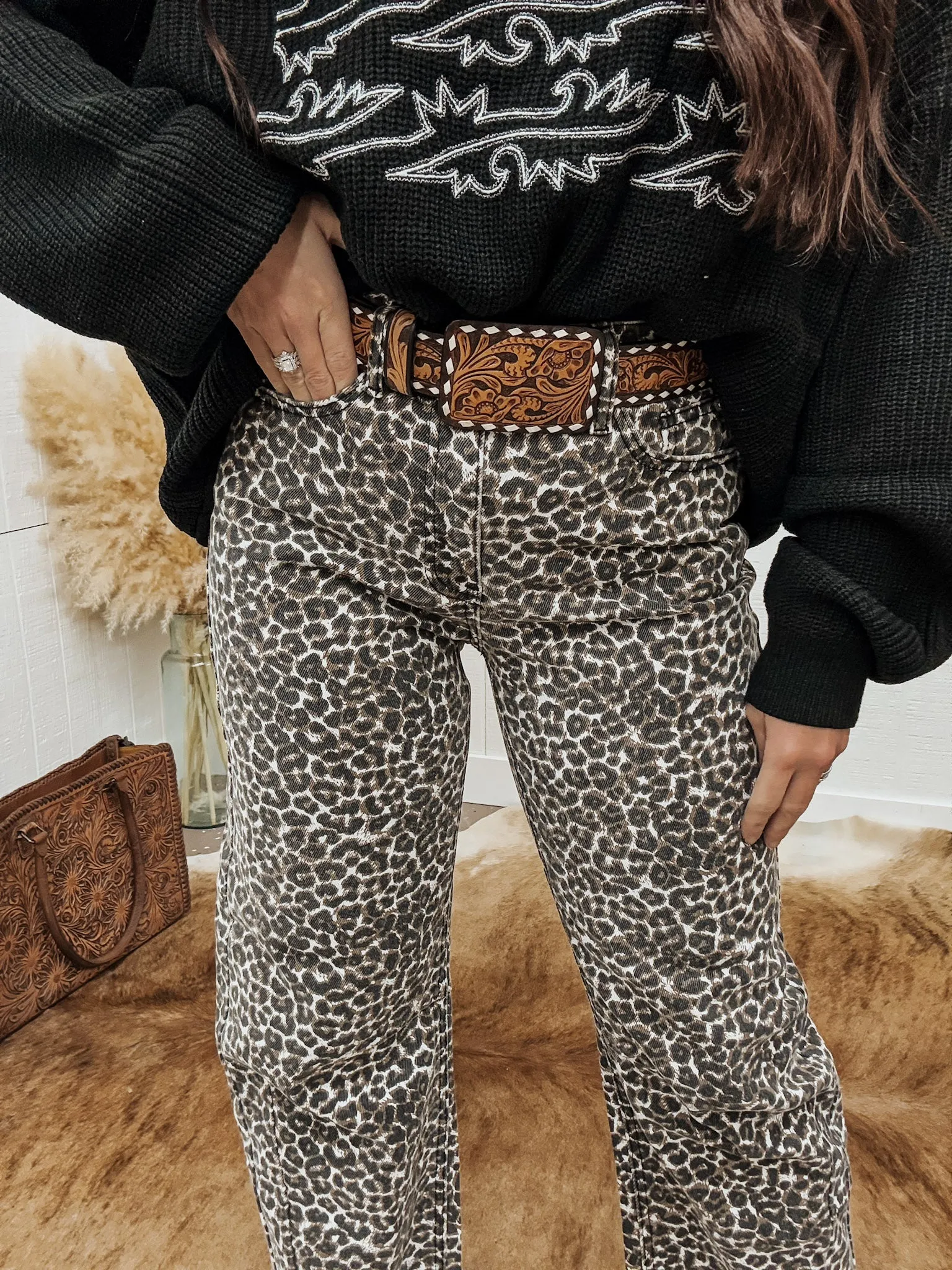 Leopard Barrel Jeans