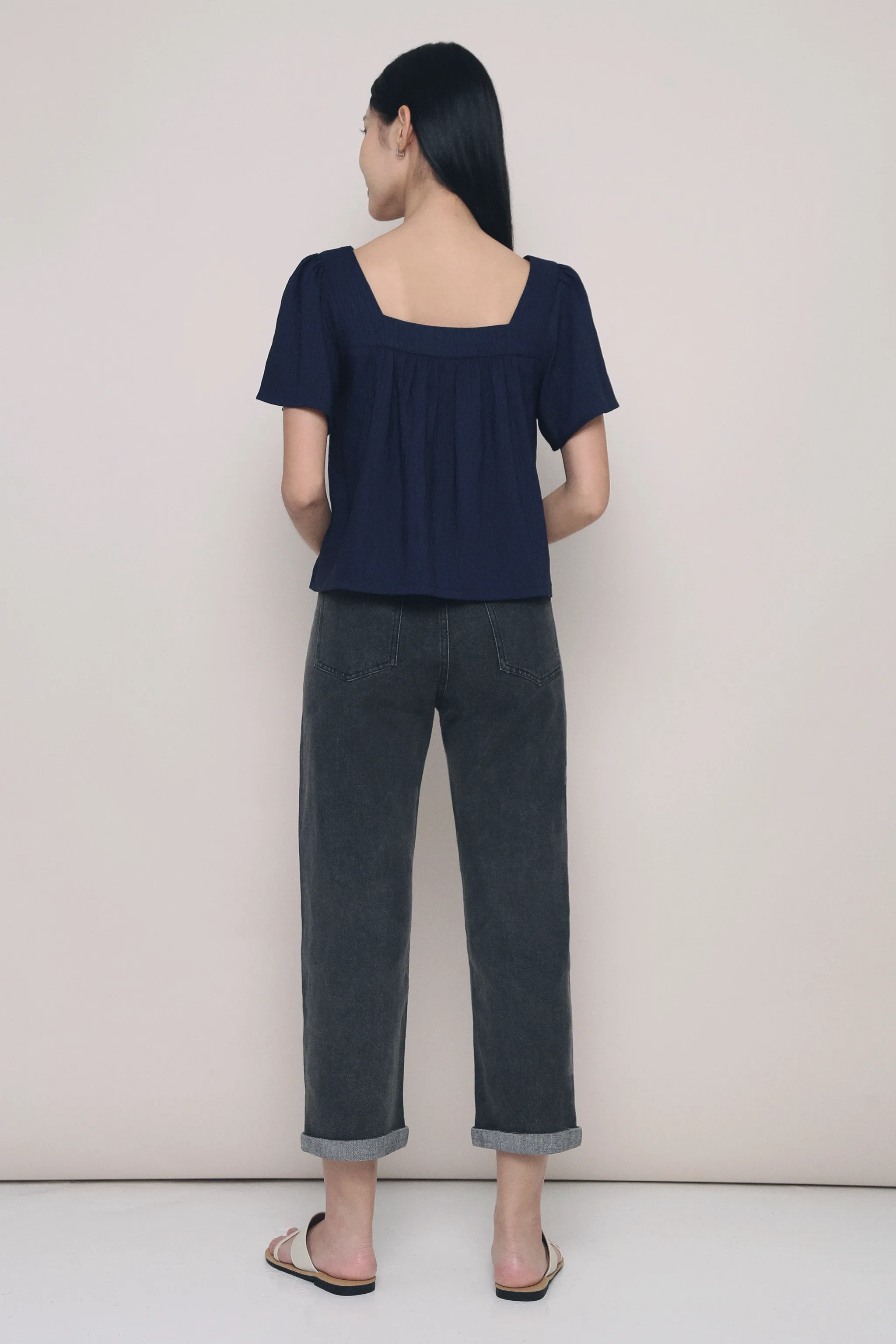 Lilit Fold Hem Jeans Black