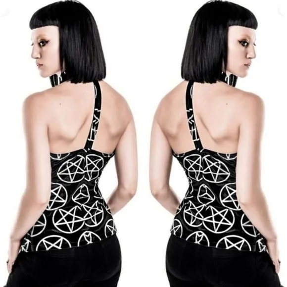 Luxe Velvet Blouse | Venom On Edge |  T-Back Halter Pentagram Top