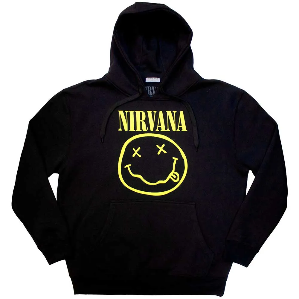 Nirvana "Classic Happy Face" Black Pullover Hoodie - Size M