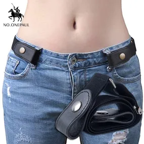 NO.ONEPAUL jeans women's punk style buckle-free belt dress ladies slim sports trend comfortable elastic new no buckle belt
