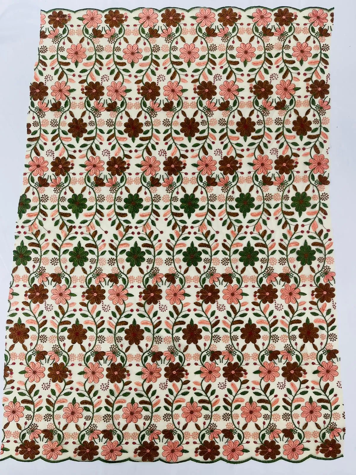 Oaxaca multi color Mexican Sarape floral design embroider mesh lace-sold by the yard.