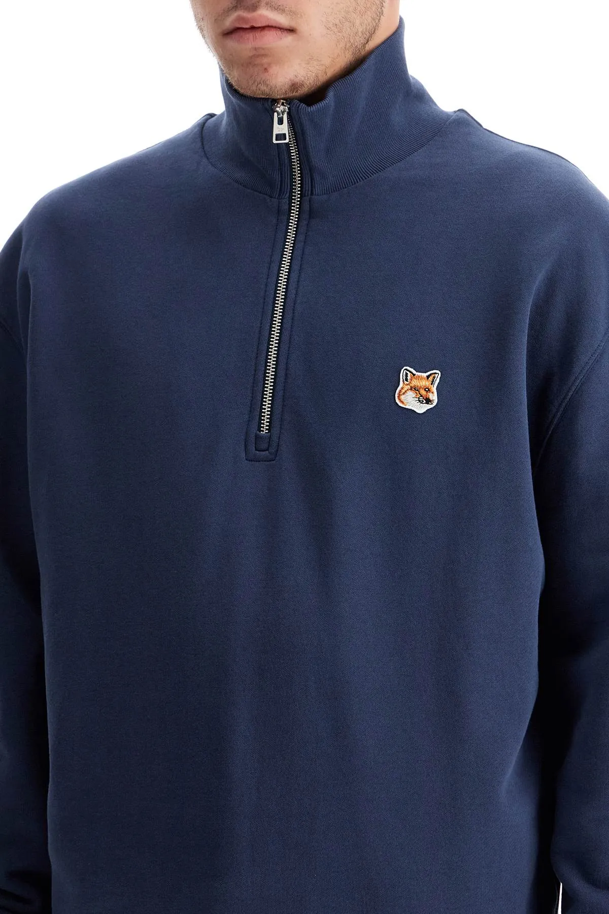 "half-zip sweatshirt with fox head