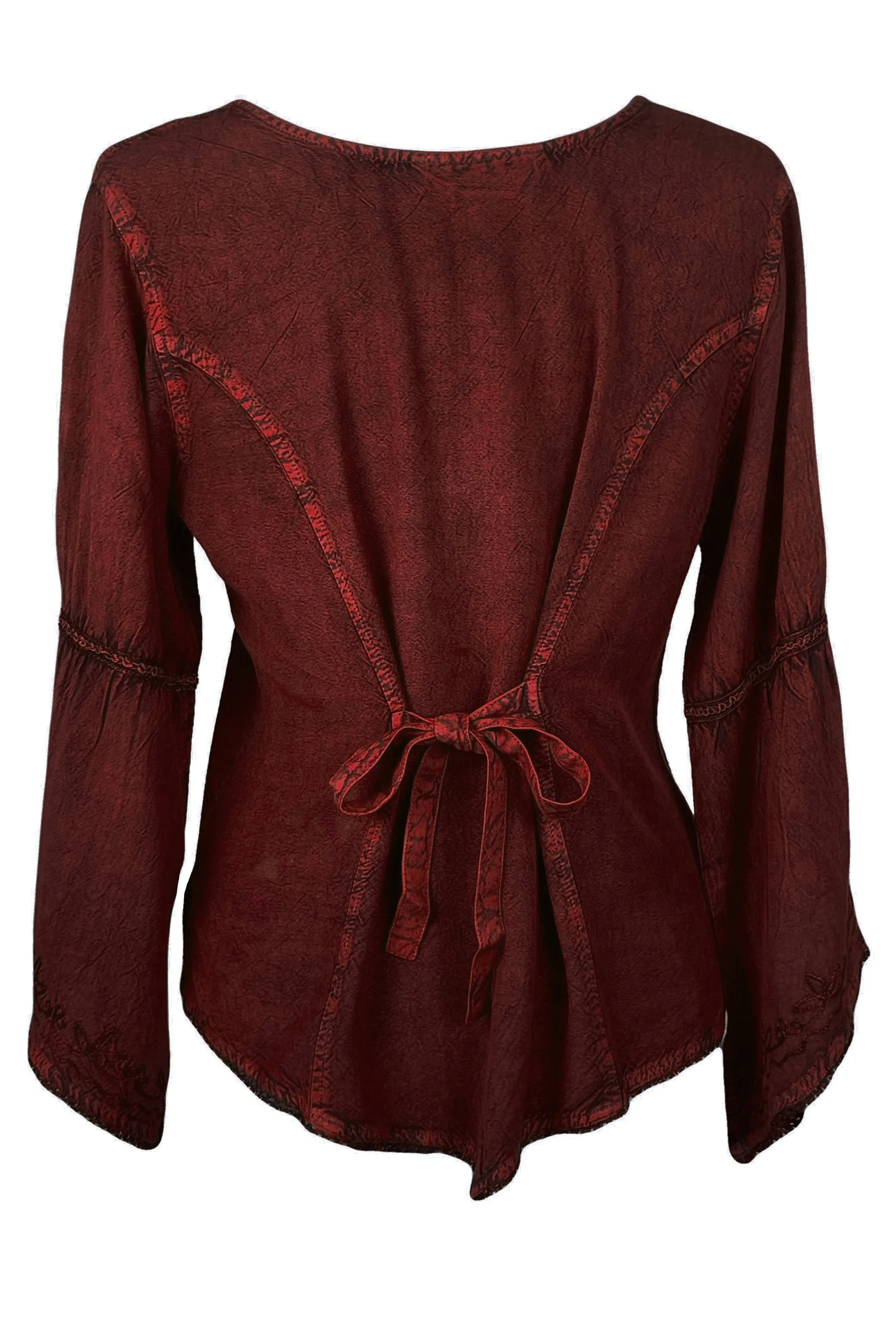 Rich Exotic Gothic Rayon Velvet Button Down Blouse Velvet Embroidered Top Blouse