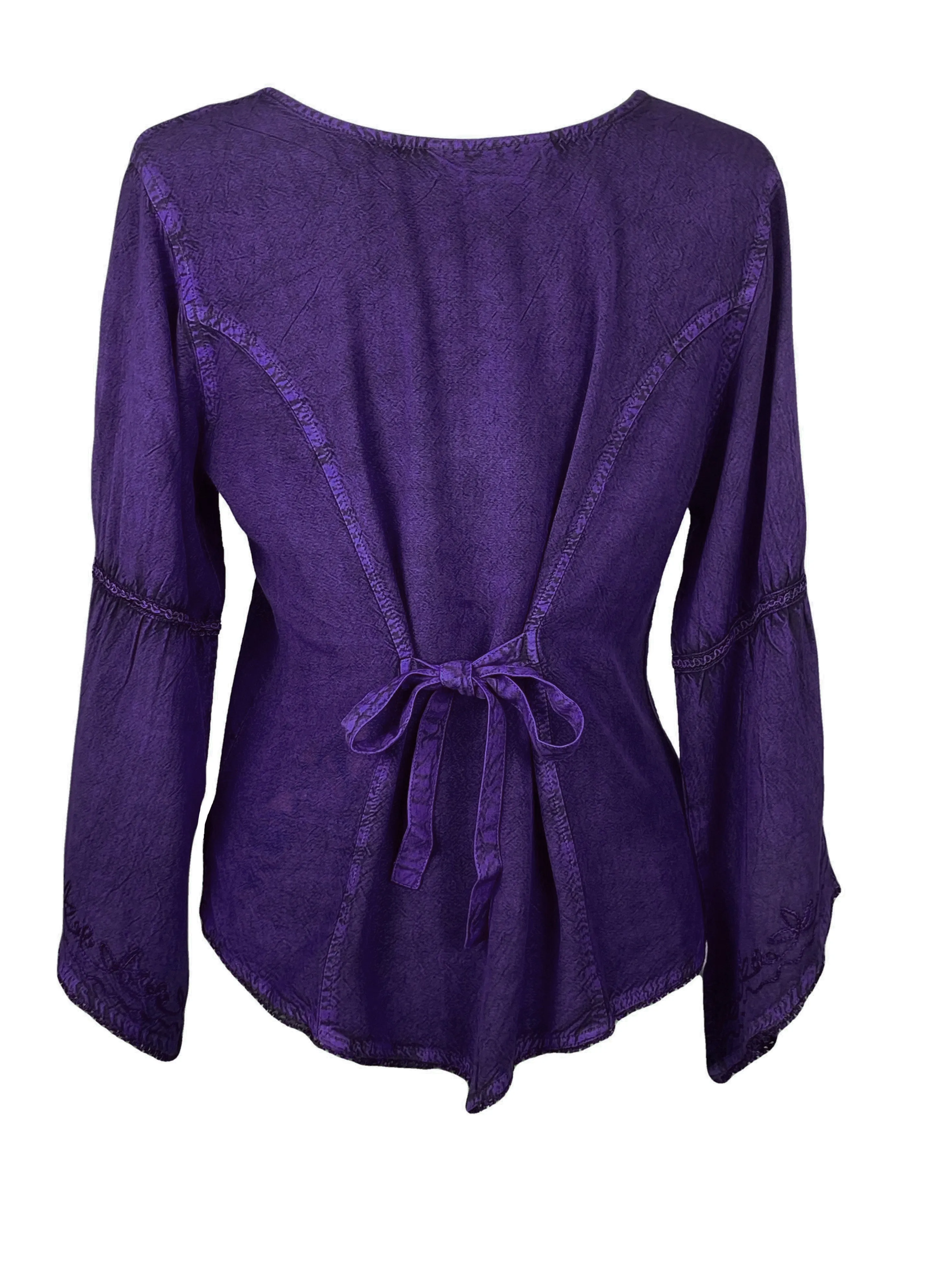 Rich Exotic Gothic Rayon Velvet Button Down Blouse Velvet Embroidered Top Blouse