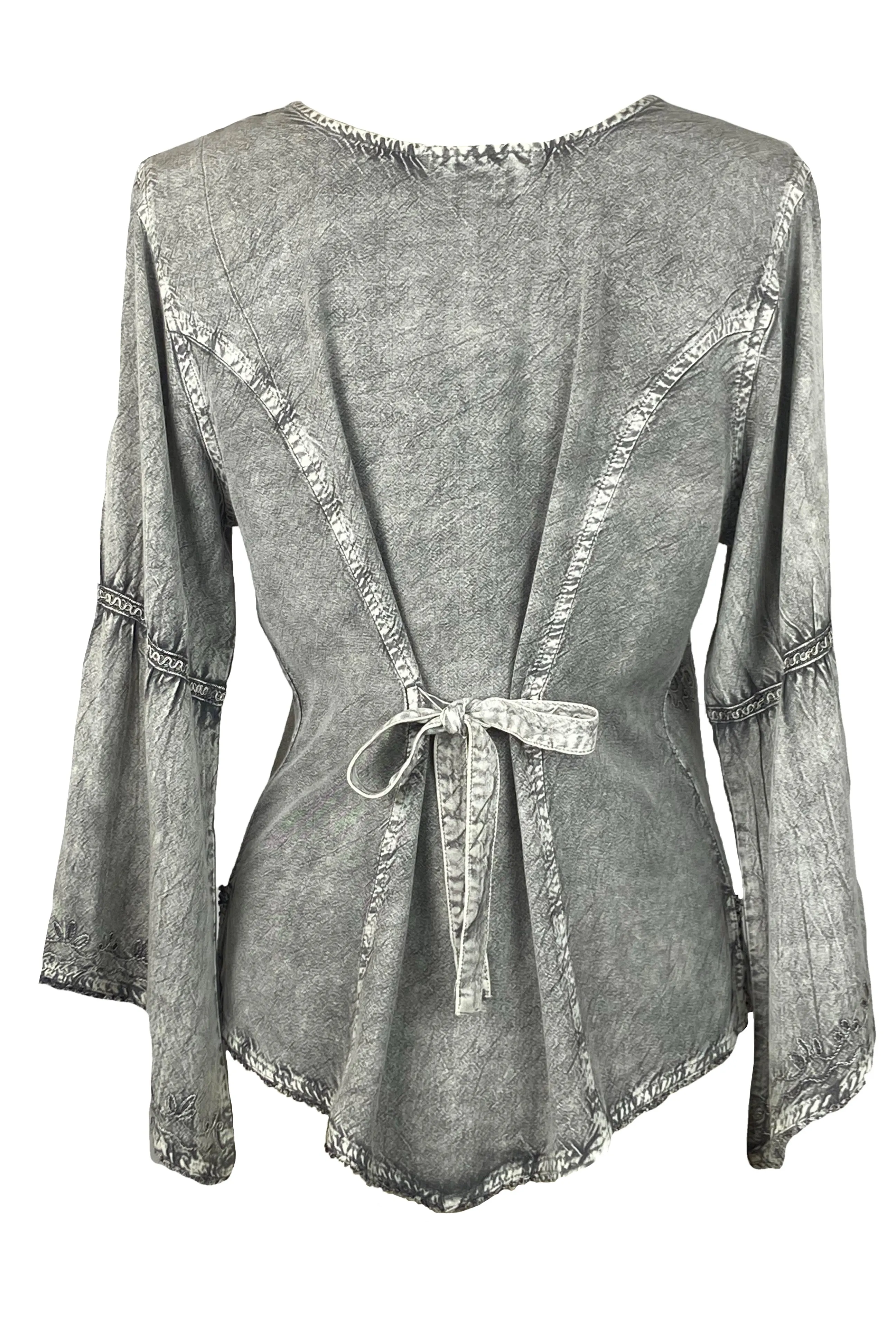 Rich Exotic Gothic Rayon Velvet Button Down Blouse Velvet Embroidered Top Blouse