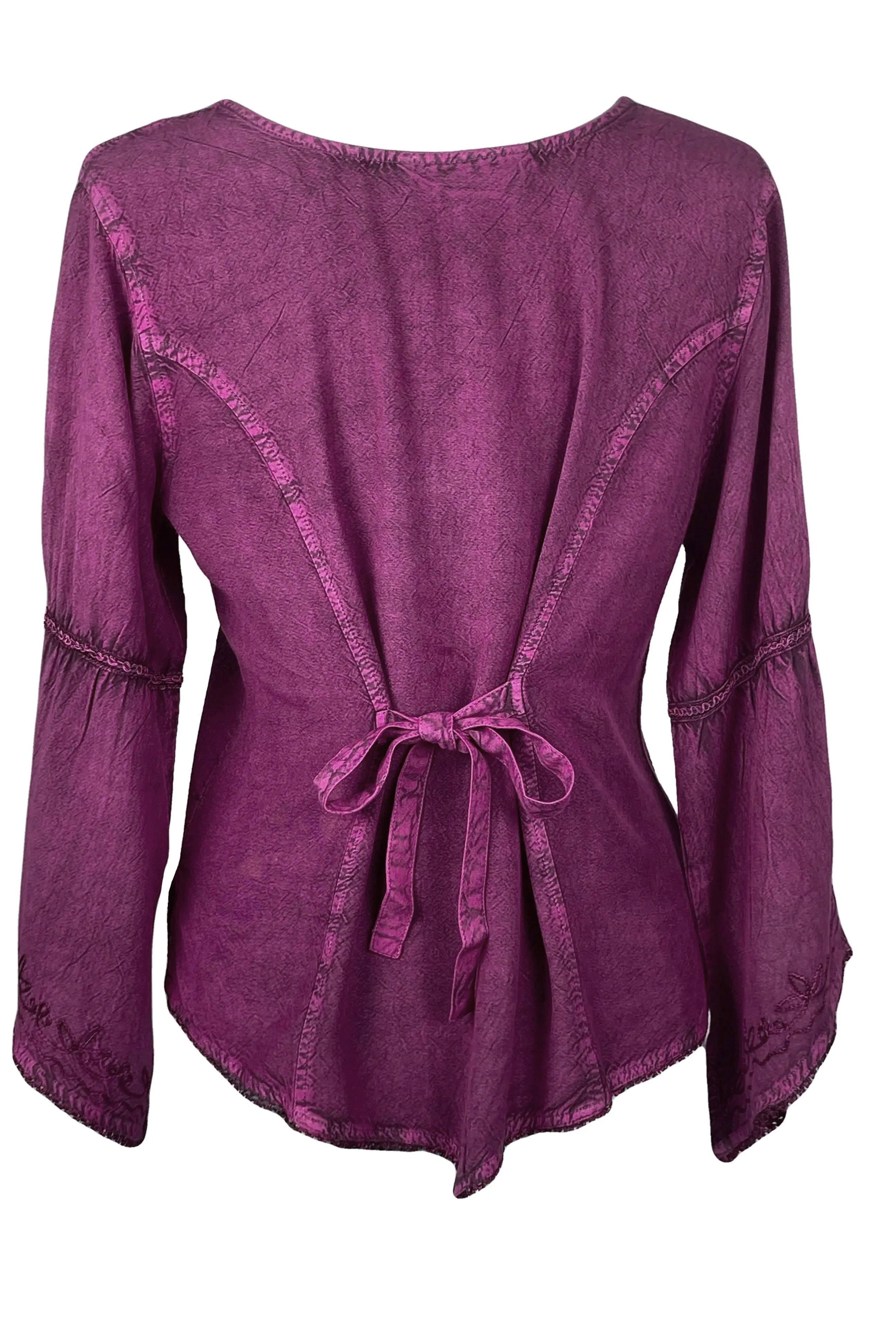 Rich Exotic Gothic Rayon Velvet Button Down Blouse Velvet Embroidered Top Blouse