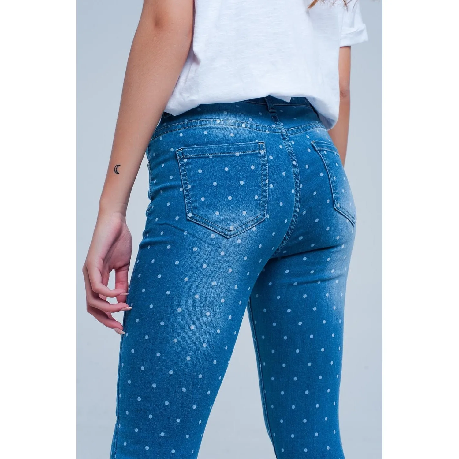 Skinny Jeans in Polka Dot Print