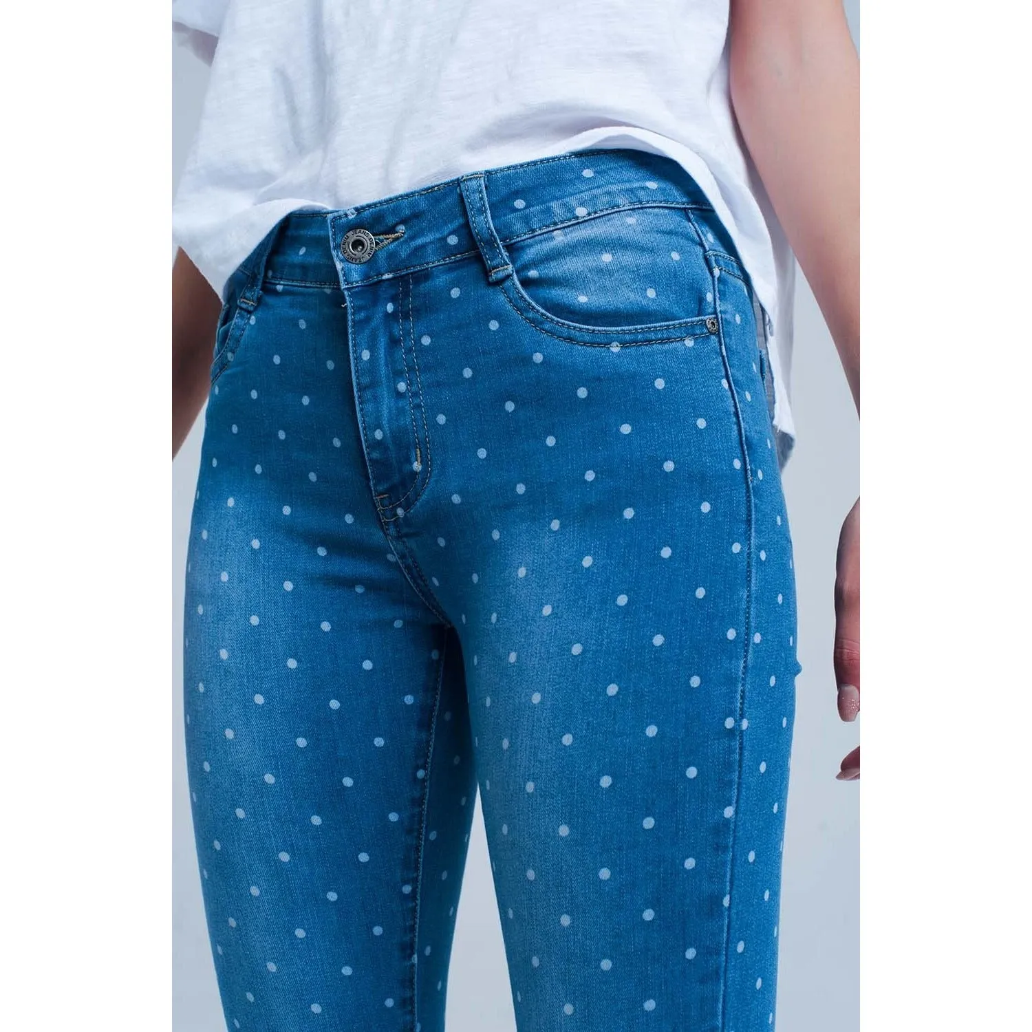 Skinny Jeans in Polka Dot Print