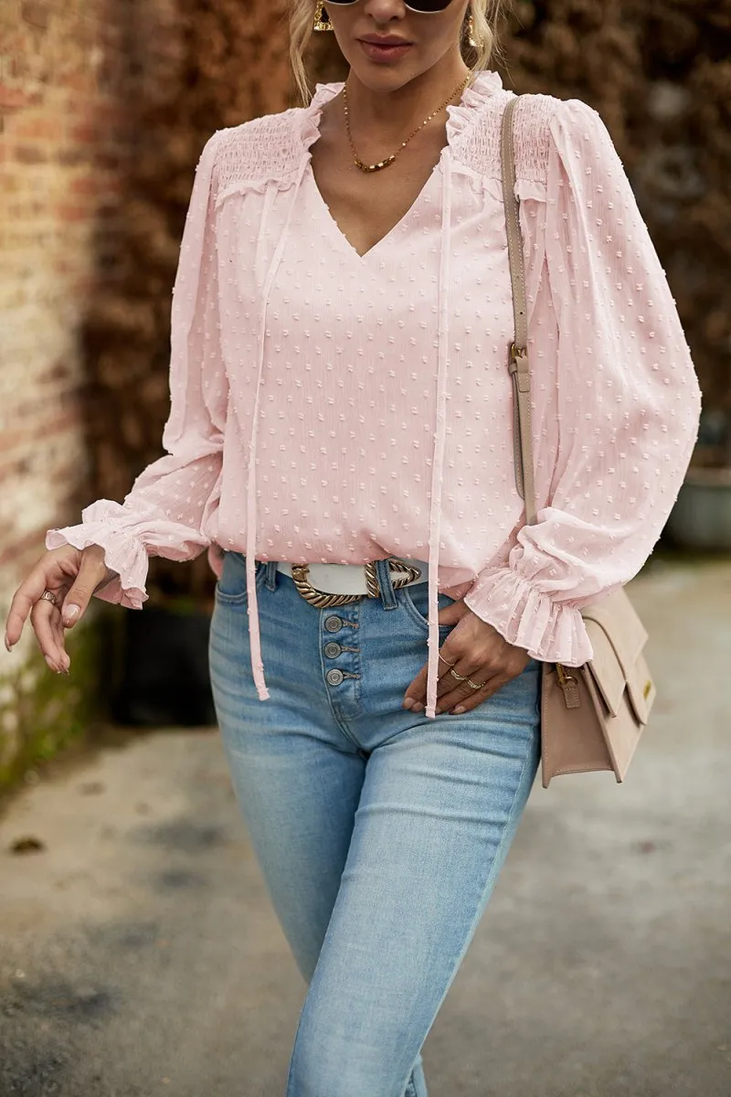 Sweet Romance Polka Dot Blouses Clothing