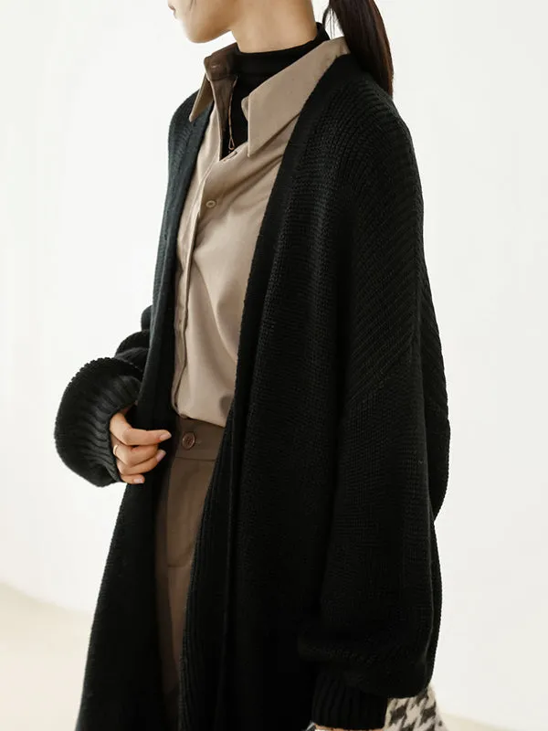 Urban Loose Solid Color Cardigan Tops