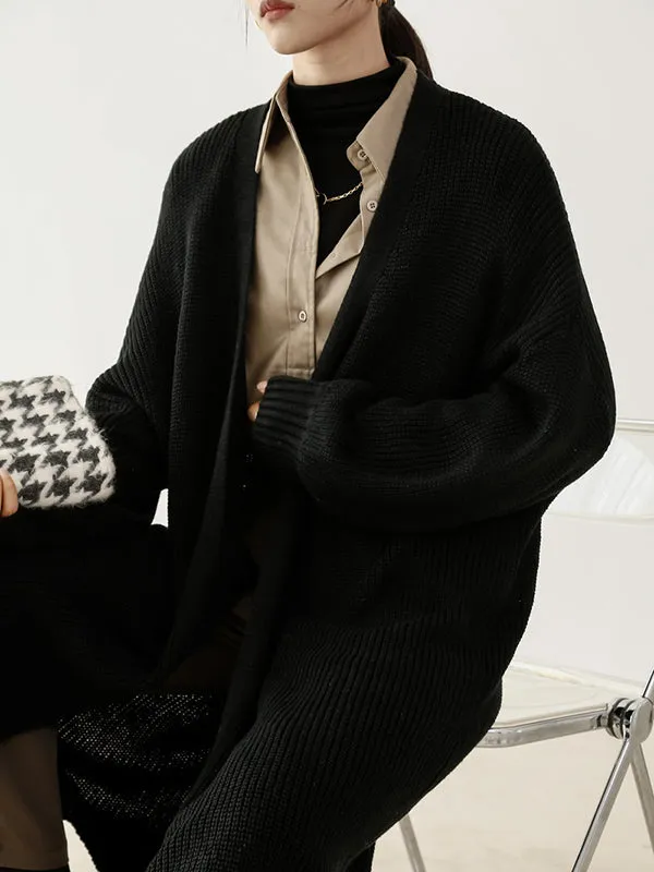 Urban Loose Solid Color Cardigan Tops