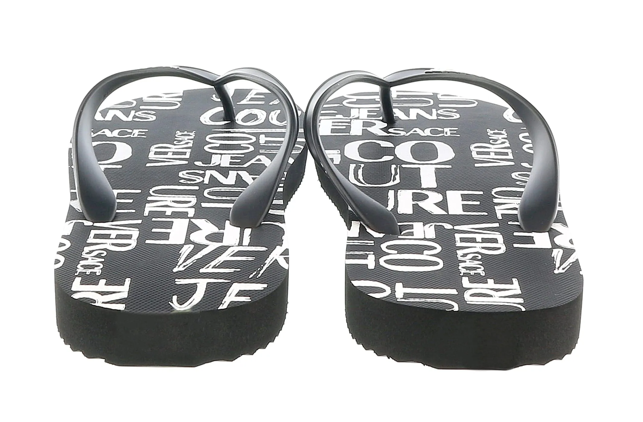 Versace Jeans Couture Black All Around  Signature Print  Fashion  Flip Flop-