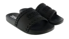 Versace Jeans Couture Black Chain Embossed Pool Slide-
