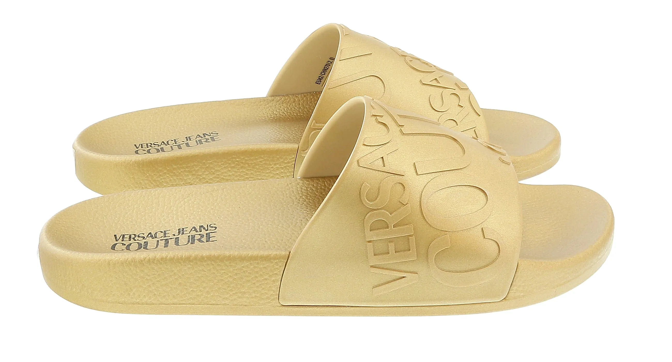 Versace Jeans Couture Gold Signature Embossed Pool Slide- EU SIZE 44
