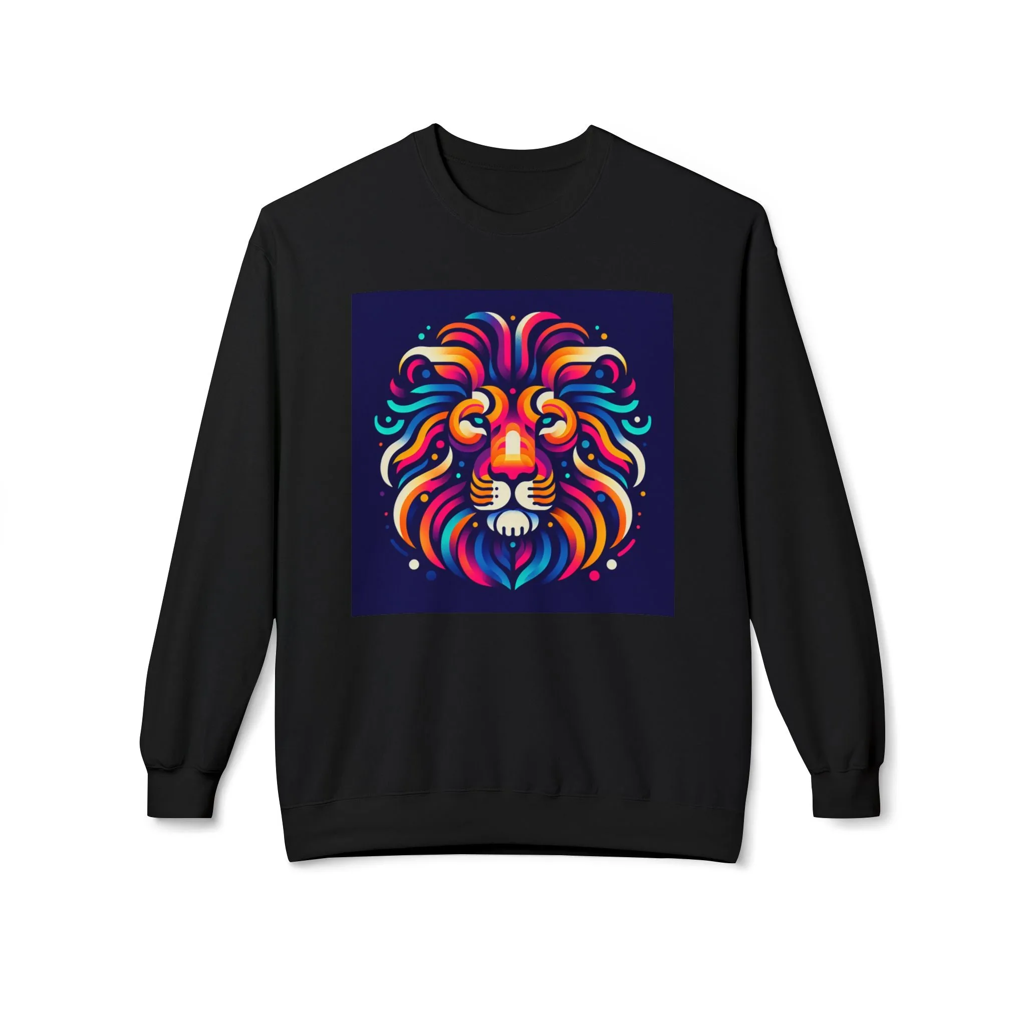 Vibrant Lion Design Unisex Fleece Sweatshirt - Cozy and Colorful Apparel